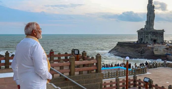 Prime Minister Narendra Modi enjoying the morning sunrise