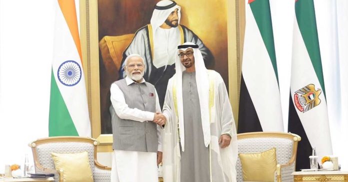 President of the United Arab Emirates Sheikh Mohammed Bin Zayed congratulates Prime Minister Narendra Modi