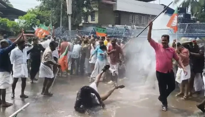 Major Clash Erupts at BJP Protest in Kannur