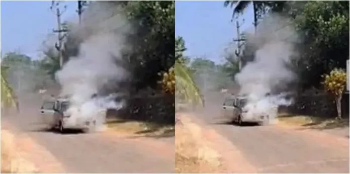 Running Car Catches Fire in Alappuzha, No Casualties
